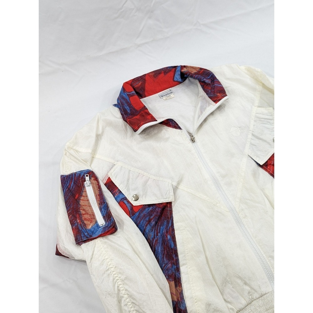 VTG Sergio Tacchini Jacket Womens Size 6 Off White Full Zip Windbreaker Jacket